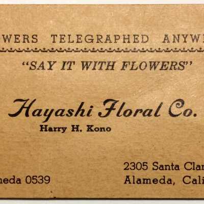 Advertising Memo Pad Hayashi Floral Co., c. 1940