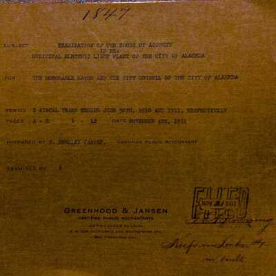 CPA Examination Report of the Municipal Electric Light Plant, 1911