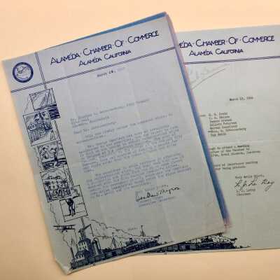 Folder with correspondence about signs pointing to Alameda, 1939-1941
