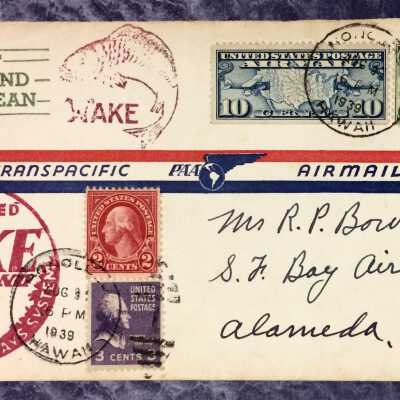 Mail sent from Wake Island to Alameda by China Clipper, on Pan American Airways stationery, 1939