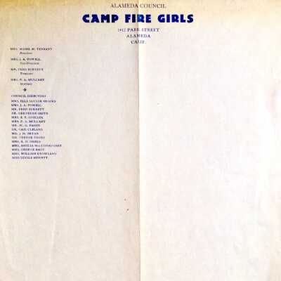 Camp Fire Girls Stationery, Mrs. Mabel M. Tennant president