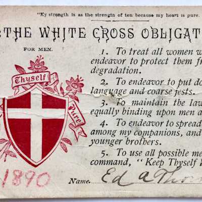 Bible Card 'The White Cross Obligations' of Edward A. Thornton, 1890