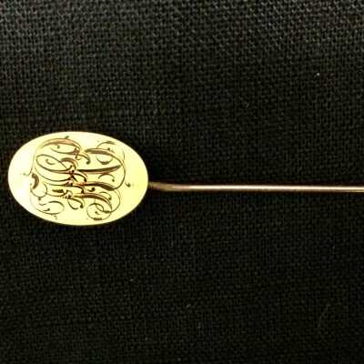 Initialed oval stick pin of Frank H. Priestly, c. early 1900s