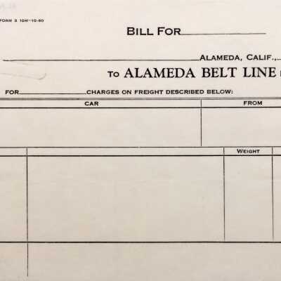 Unused receipt form from the Alameda Belt Line, prior 1997