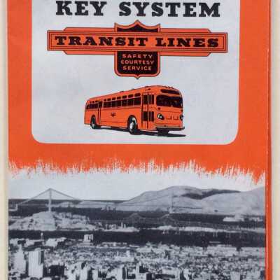 Flyer with folding map of the Key System transit lines, c. 1951