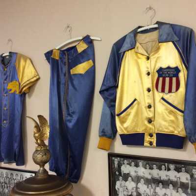 Uniform worn by Jessie Leslie from the champion softball team of 1938-1939