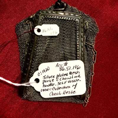 Silver plated mesh purse with tassel, 1920