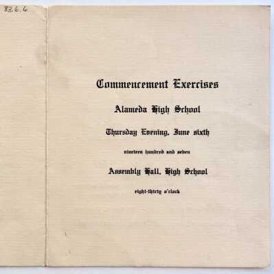 Program Commencement Exercises, Alameda High School, 1907