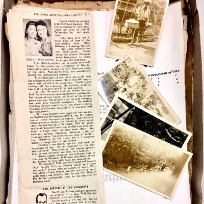 Typed memoirs, clippings, and photos of the Dunning family, c. 1941-1945