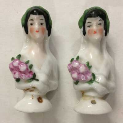 Pair of porcelain pin-cushion dolls of Ethel Ekberg, c. 1920s