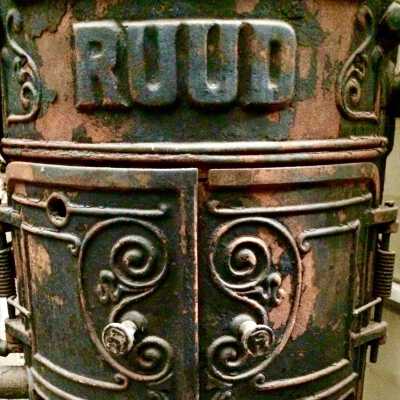 Ruud cast iron instantaneous water heater of 1823 San Jose Ave, c. 1920
