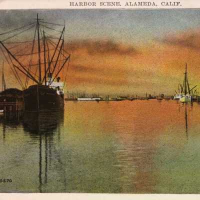 Postcard Estuary, Harbor Scene, Ca. 1930