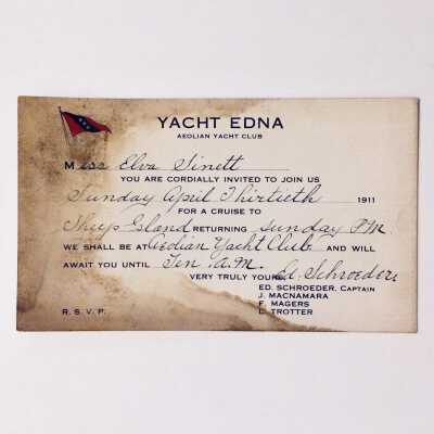 Postcard invitation for excursion to Sheep Island, 1911