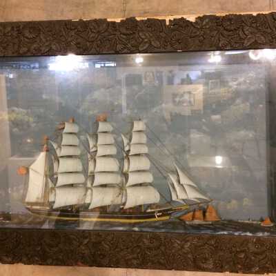 August Borgwardt's diorama with four-masted sailing ship model, 1880