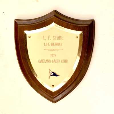 Oakland Yacht Club Life membership plaque of Lester Stone, 1974