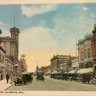 Postcard Park Street, looking south from Central Ave, c. 1920s