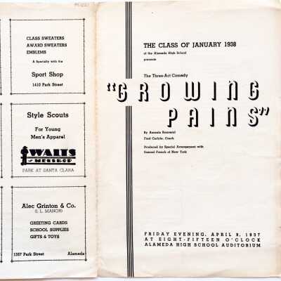 Program Alameda High School comedy, Class of January 1938, 1937