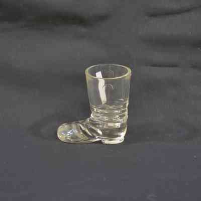 Clear Glass Boot with Star and Handles Toothpick Holder
