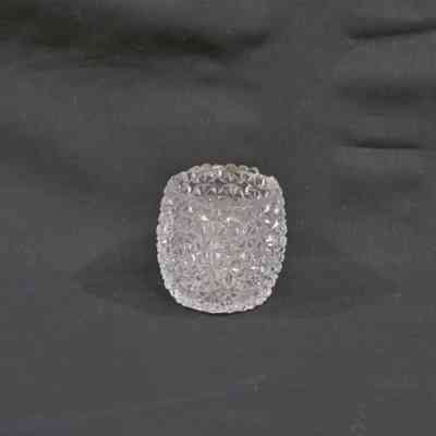 Toothpick holder, glass, half circle and starburst pattern