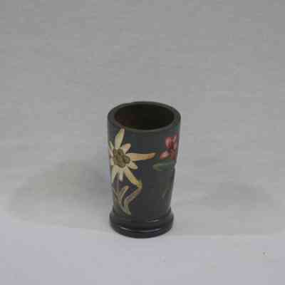 Black Wood With Floral Motif Toothpick Holder