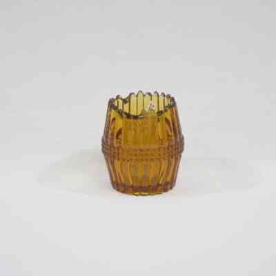 Amber Glass Miniature Barrel Toothpick Holder