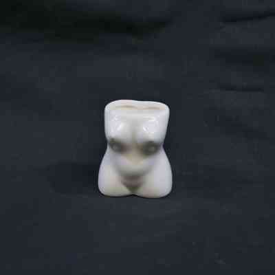 Nude Female Torso Glazed Porcelain Toothpick Holder.