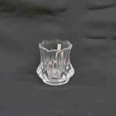 Toothpick holder, clear glass with sunburst design