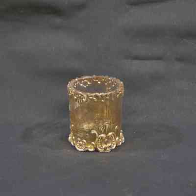 Gold Flash Pressed Glass Toothpick Holder