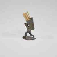 Man Carrying Basket on Back Metal Toothpick Holder - Image 5
