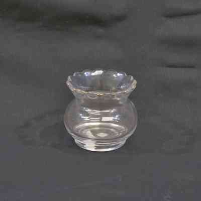 Toothpick holder, glass, clear with gold stripe