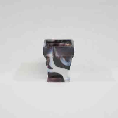 Toothpick holder, purple and white glass square