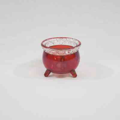 Glass Witch's Cauldron with Ruby Stain Toothpick Holder.