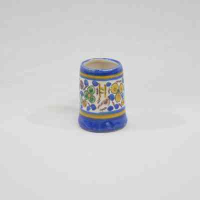 Toothpick holder, blue ceramic