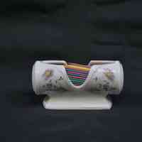 Porcelain Sanitary Toothpick Holder with Purple Flowers. - Image 2