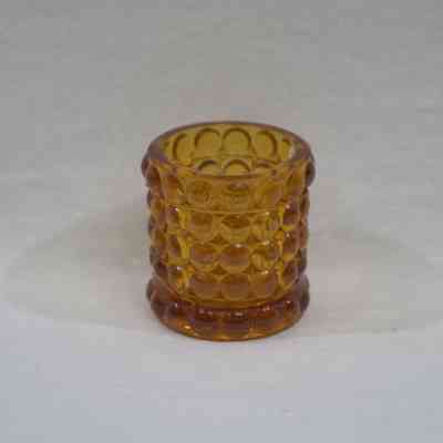 Amber Hobnail in Five Rows Cylindrical Toothpick Holder