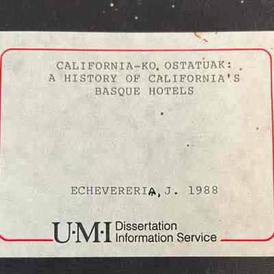 California-ko ostatuak: a history of California's Basque hotels