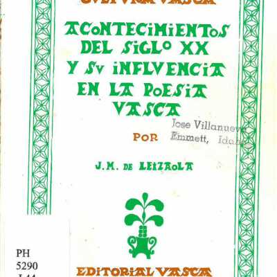 Acontecimientos Del Siglo XX y Su Influencia en la Poesia Vasca