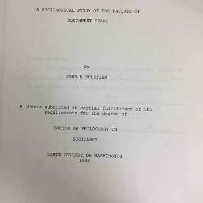 A sociological study of the Basques of southwest Idaho