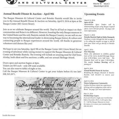 The Basque Museum and Cultural Center [newsletter]