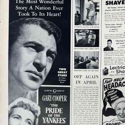 1942 Pride of the Yankees magazine ad