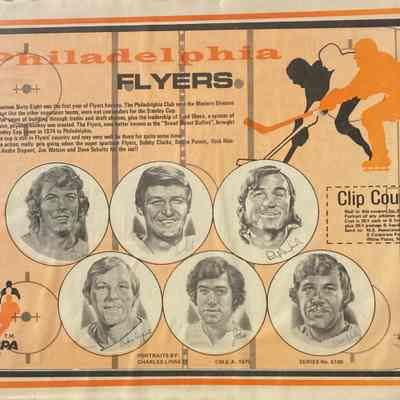1975 Flyers place mat-Linnett portraits