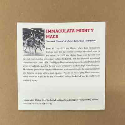 Mighty Macs placard from National Constitution Center exhibit