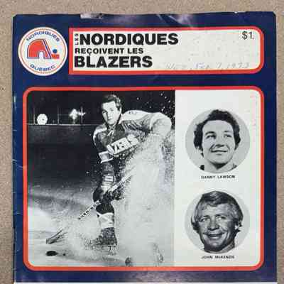 1973 Quebec Nordiques - Blazers game day program
