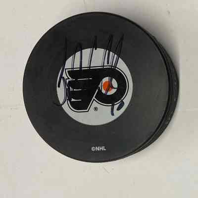 John LeClair signed hockey puck