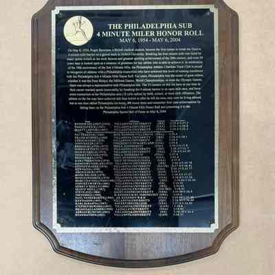 2004 - Plaque with all Philadelphia 4-minute milers