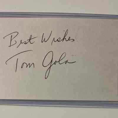 Tom Gola signed index card