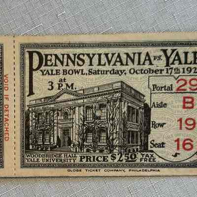 1925 Penn at Yale football game ticket