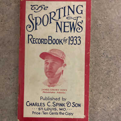 1933 Sporting News record book - Jimmie Foxx