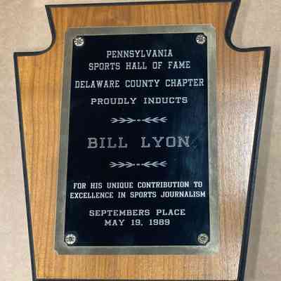 Bill Lyon - Pennsylvania Sports Hall of Fame Induction Plaque