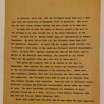 1968 Article on Villanova track team following death of MLK